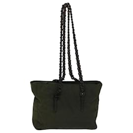 Prada-PRADA Chain Shoulder Bag Nylon Green Auth ac2783-Green