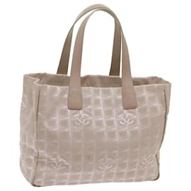 Chanel-CHANEL New Travel Line Tote Bag Nylon Beige CC Auth ep3506-Beige