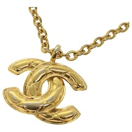 Chanel-CHANEL COCO Mark Chain Necklace Gold CC Auth ar11465b-Golden