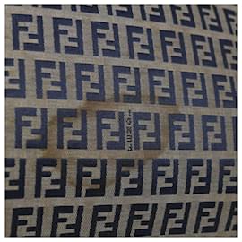 Fendi-FENDI Zucchino Canvas Tote Bag Navy 4276 26764 018 auth 67226-Navy blue