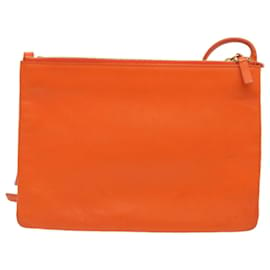 Céline-CELINE Trio Borsa a tracolla piccola Pelle Arancione Auth 67320-Arancione