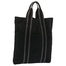 Hermès-HERMES Fourre Tout Kabas Tote Bag Canvas Black Auth 67376-Black