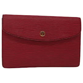Louis Vuitton-LOUIS VUITTON Epi Montaigne 23 Bolsa embreagem vermelha M52667 Autenticação de LV 67006-Vermelho