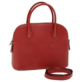 Céline-CELINE Hand Bag Leather 2way Red Auth 67191-Red