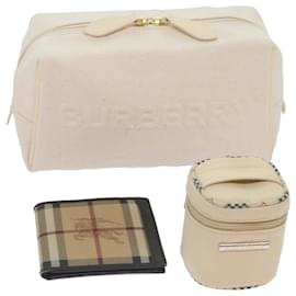 Burberry-Bolsa de lona BURBERRY Nova Check 3Definir Autenticação Bege 67078-Bege