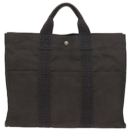 Hermès-HERMES Her Line MM Tote Bag Canvas Gray Auth bs12385-Grey