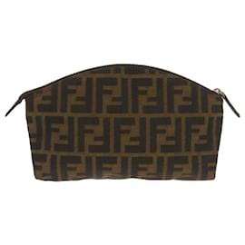 Fendi-Estuche de lona FENDI Zucca Marrón Negro Auth yk10915-Castaño,Negro