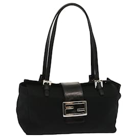 Fendi-FENDI Mamma Baguette Shoulder Bag Nylon Black Auth ep3486-Black