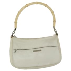 Gucci-GUCCI Bambus Handtasche Leder Weiß Auth 66322-Weiß