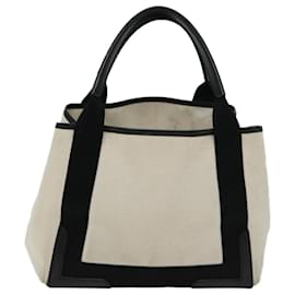 Balenciaga-BALENCIAGA Hand Bag Canvas White Black Auth bs12378-Black,White