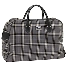 Burberry-BURBERRY Nova Check Bolsa de mão com etiqueta preta em lona cinza Autenticação12382-Cinza