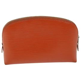 Louis Vuitton-LOUIS VUITTON Epi Pochette Cosmetic Pouch Orange Pimon M40642 LV Auth 66990-Other,Orange