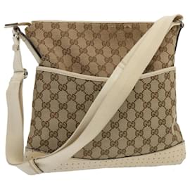 Gucci-GUCCI Bolso de hombro de lona GG Beige 145857 autenticación 67450-Beige