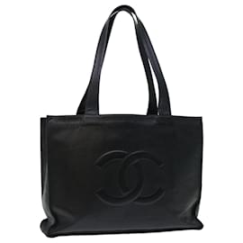 Chanel-CHANEL Tote Bag Caviar Skin Black CC Auth bs12443-Preto