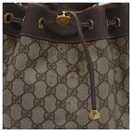 Gucci-GUCCI GG Supreme Web Sherry Line Shoulder Bag PVC Beige 164 02 034 auth 67288-Beige
