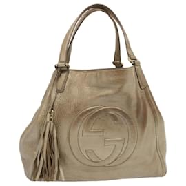 Gucci-GUCCI Soho Tote Bag Leather Gold 282309 auth 67413-Golden