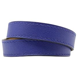 Hermès-Bracelet Tour doublé Hermes Kelly en Bleu Saphir avec matériel doré-Bleu