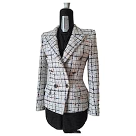 Alexandre Vauthier-Jaqueta blazer de tweed de algodão para mulheres Alexandre Vauthier-Branco