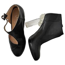 Chanel-2012 Runway Crystal Heel Shoes-Black