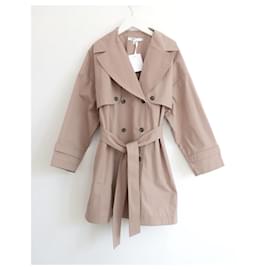 Dior-Dior Girl's Trench Coat w/Gold Logo Back-Beige