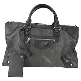 Balenciaga-City leather shoulder bag-Grey