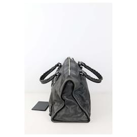 Balenciaga-City leather shoulder bag-Grey