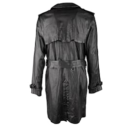 Burberry-Trench-coat en cuir d'agneau Burberry-Noir