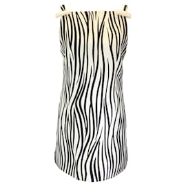 Autre Marque-Valentino Marfim / Minivestido de crepe sem mangas com estampa de zebra preto-Cru