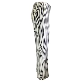 Autre Marque-Valentino Ivoire / Pantalon taille haute en crêpe noir imprimé zèbre-Écru