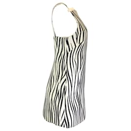 Autre Marque-Valentino Ivory / Black Zebra Print Sleeveless Crepe Mini Dress-Cream
