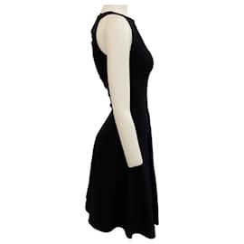 Autre Marque-Alaia Black Sleeveless Flared Dress-Black