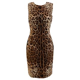 Autre Marque-Dolce & Gabbana – Ärmelloses Kleid mit Leopardenmuster in Braun-Braun