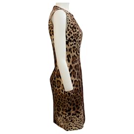 Autre Marque-Dolce & Gabbana Vestido Marrom Leopardo Sem Mangas-Marrom