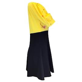 Autre Marque-Marni Amarelo / Vestido preto multifloral em crepe de seda com lantejoulas-Rosa