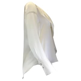 Autre Marque-L'Agence Blusa de seda branca Jaslynn com babados-Branco
