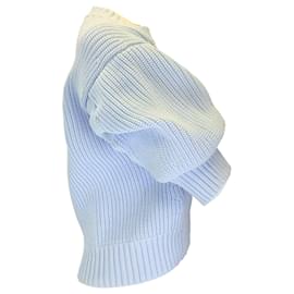 Autre Marque-Maglione pullover lavorato a maglia con maniche corte a sbuffo azzurro Sacai-Blu