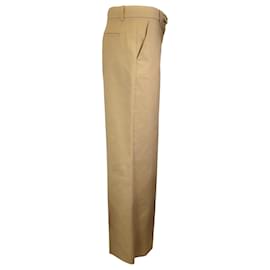 Autre Marque-Valentino Tan / Gold VLogo Chain-Link high waisteded Wide Leg Trousers-Camel