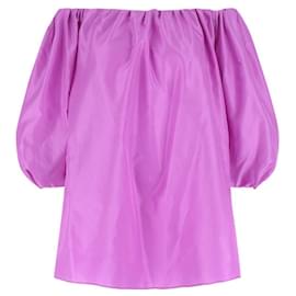 Autre Marque-Valentino – Schulterfreies Oberteil aus gewaschenem Seidentaft in Violett-Lila