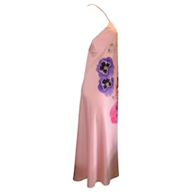 Autre Marque-Vestido midi de cetim com estampa multifloral rosa claro Vivetta-Rosa