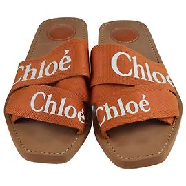 Chloé Chloe Brown Woody Slide Sandals Brown