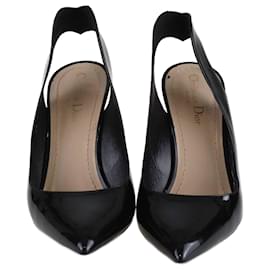 Christian Dior-Christian Dior Black Pointed Toe Slingback Pumps-Black