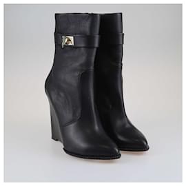 Givenchy-Givenchy Black Leather Shark Tooth Wedge Boots-Black