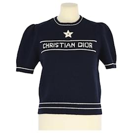 Christian Dior-Suéter de manga curta azul escuro Christian Dior-Azul