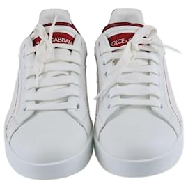 Dolce & Gabbana-Dolce & Gabbana Rot/Weiße Sneakers mit Schnürung und Logo-Einsatz-Rot