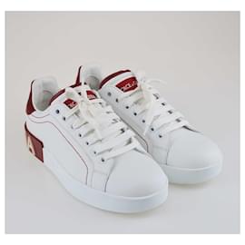 Dolce & Gabbana-Dolce & Gabbana Red/White Logo Insert Lace Up Sneakers-Red