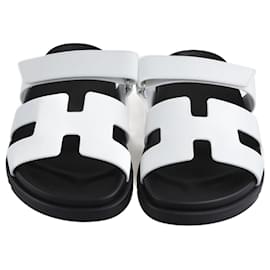 Hermès-Hermes White/Black Chypre Sandal-Black