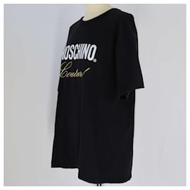 Moschino-Moschino Couture – Übergroßes T-Shirt mit schwarzem Logo-Stickerei-Schwarz