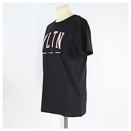Valentino-T-shirt nera con stampa Vltn di Valentino-Nero