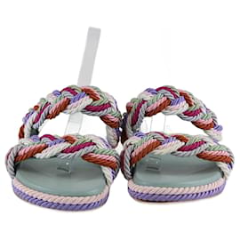 Valentino-Claquettes Rockstud Torchon en corde tissée multicolore Valentino-Multicolore