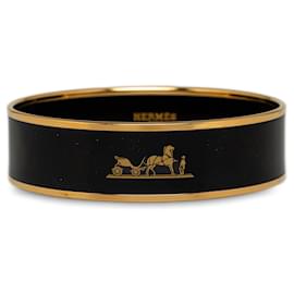 Hermès-Pulsera de disfraz con brazalete ancho de esmalte negro de Hermes-Negro